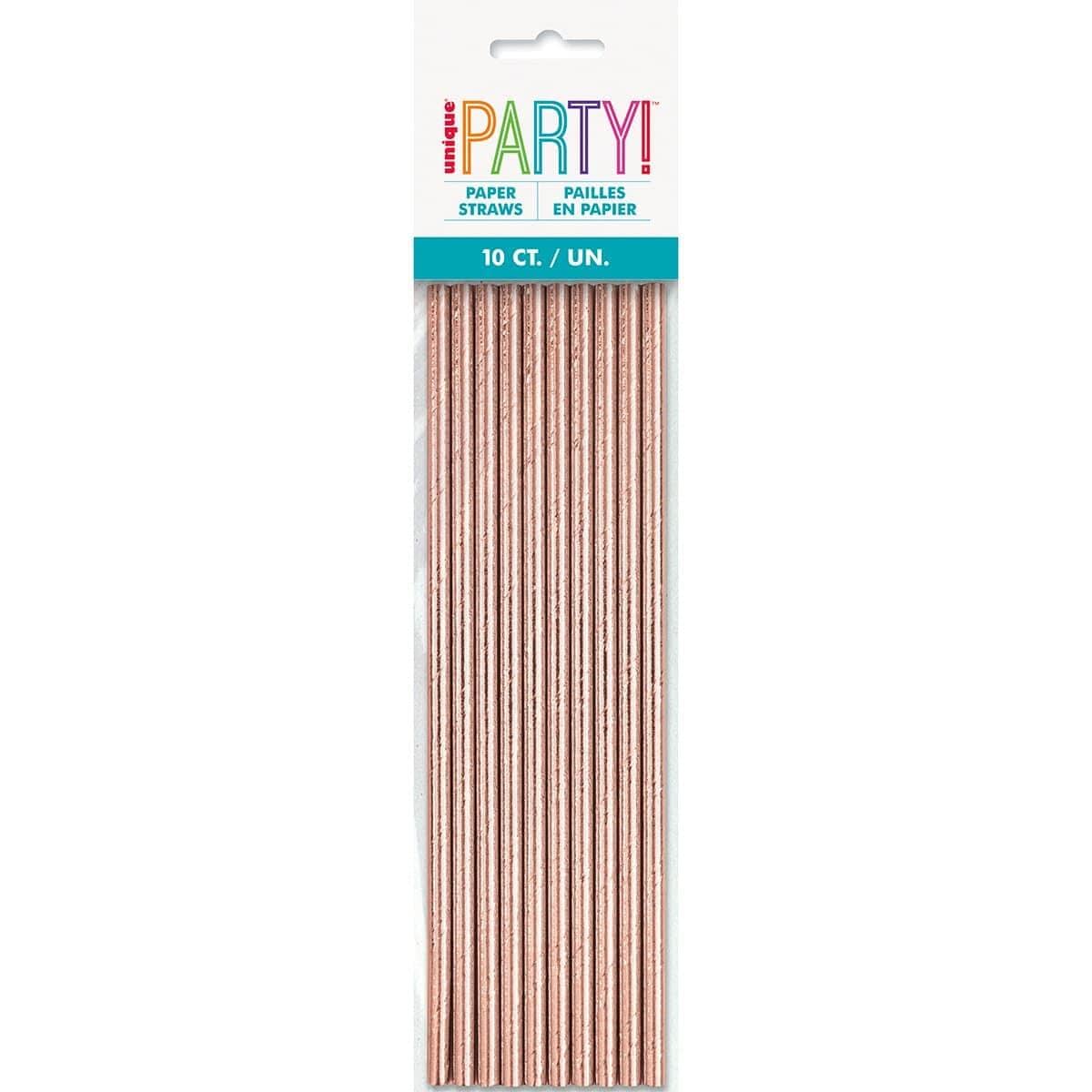 Buy Plasticware Foil Paper Straw 10/pkg - Rose Gold sold at Party Expert