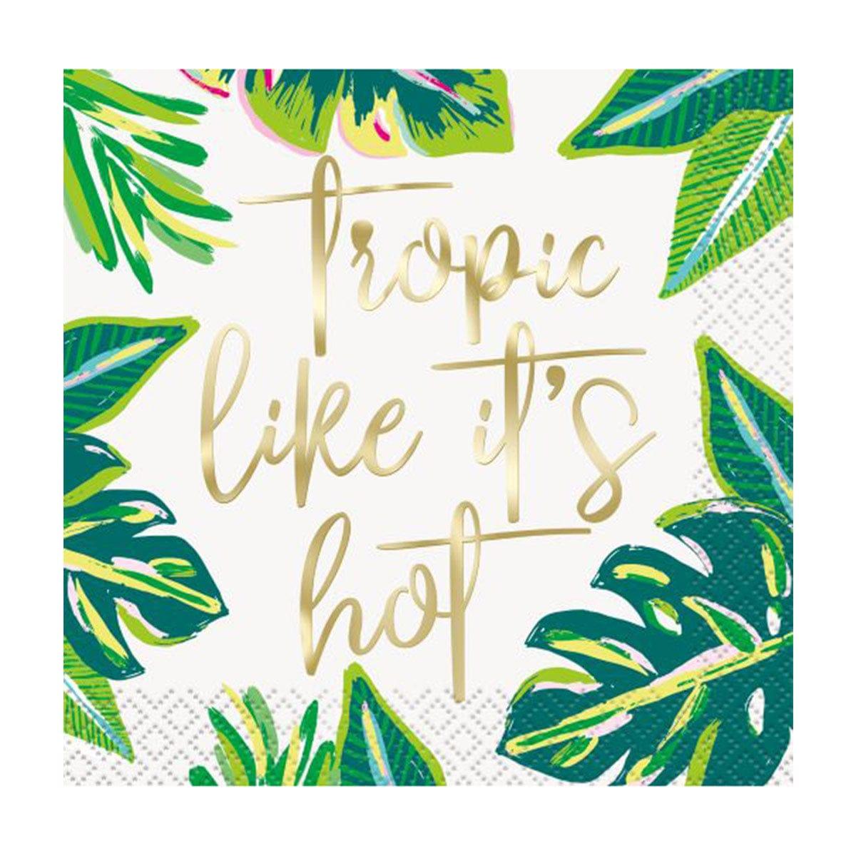 UNIQUE PARTY FAVORS Theme Party Tropical Leaves Beverage Napkins, 16 Count