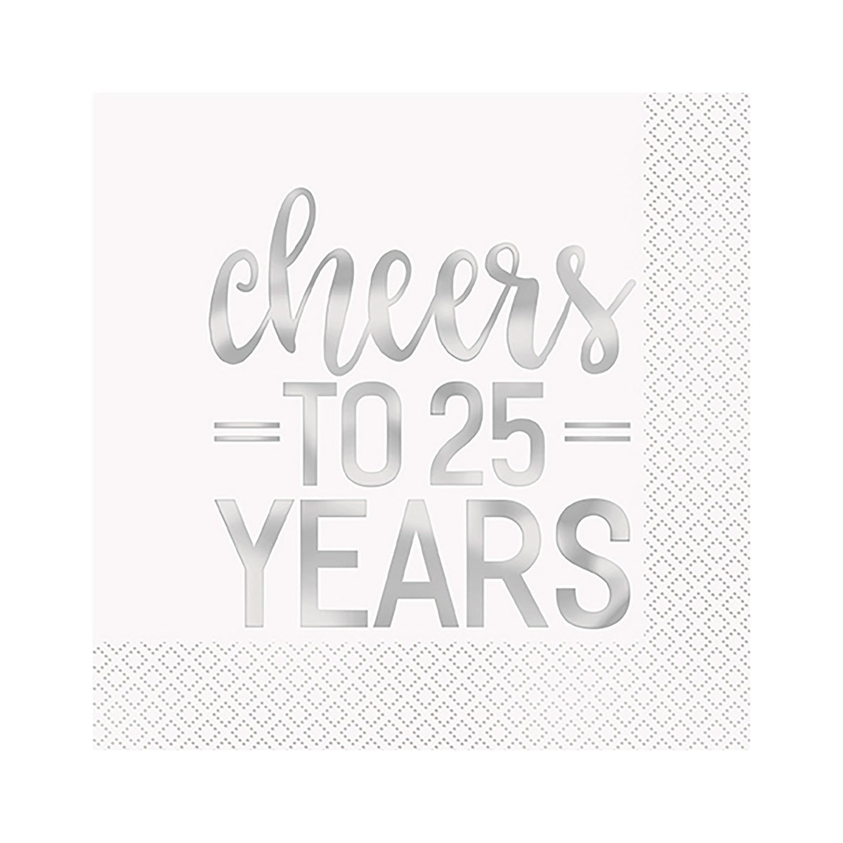 UNIQUE PARTY FAVORS Wedding Anniversary Cheers to 25 Years Wedding Large Lunch Napkins, 16 Count 011179725618