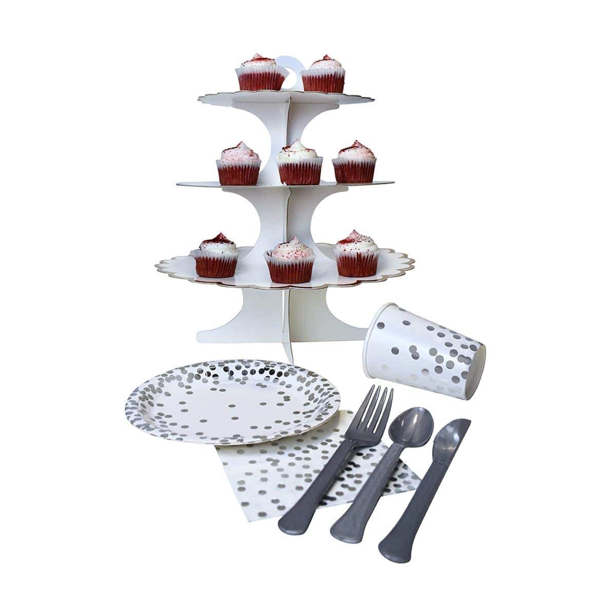 Cupcake Stand 3 Tiers - Metallic Silver