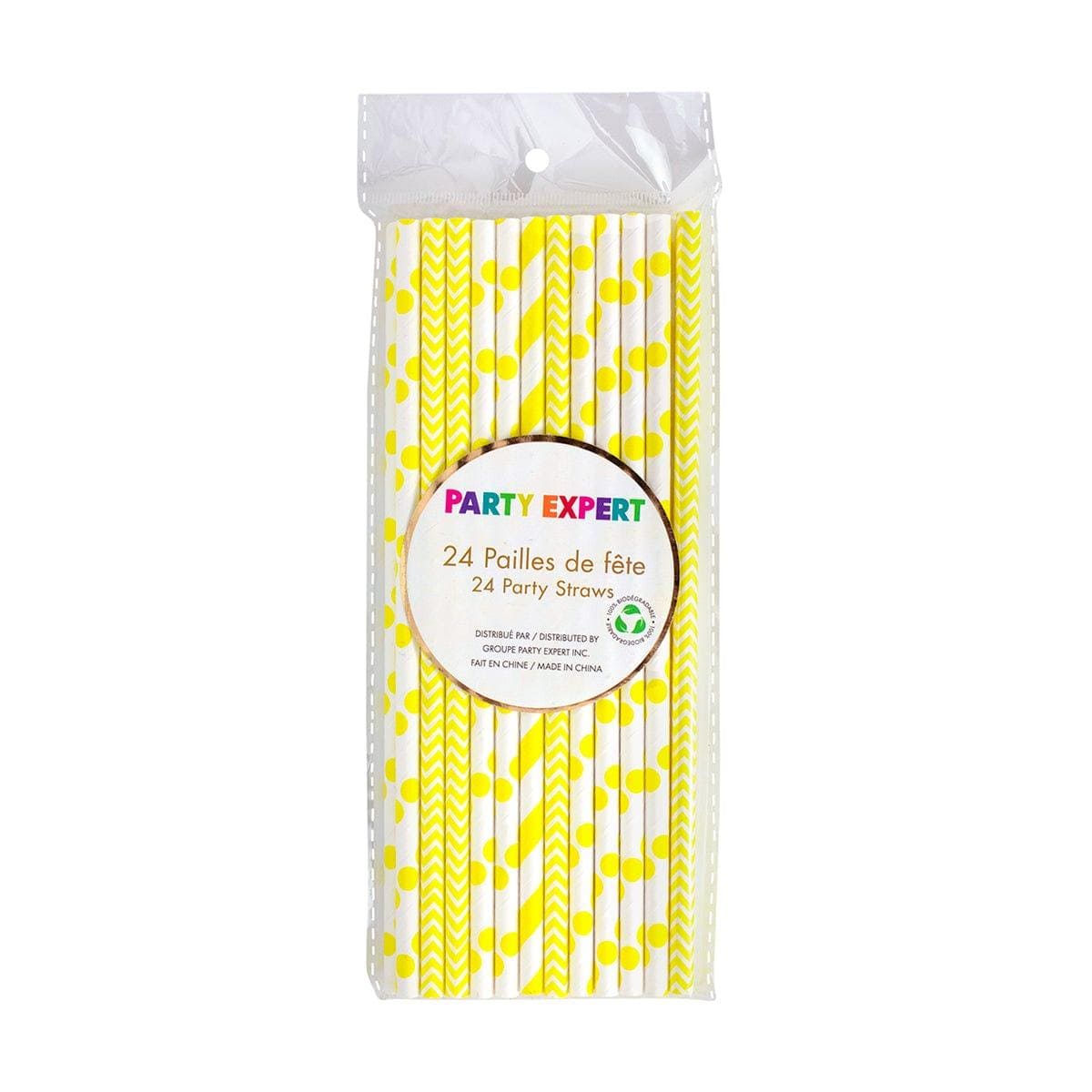 YIWU SANDY PAPER PRODUCTS CO., LTD Everyday Entertaining Yellow And White Paper Straws, 24 Count